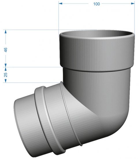 Колено трубы Docke Lux пластиковое d100 мм 72° пломбир RAL 9003