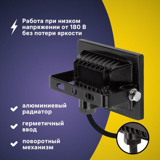 Прожектор светодиодный уличный Ritter Profi 53414 7 10 Вт 1000 Лм 180-240В нейтральный белый свет 4000К IP65 черный