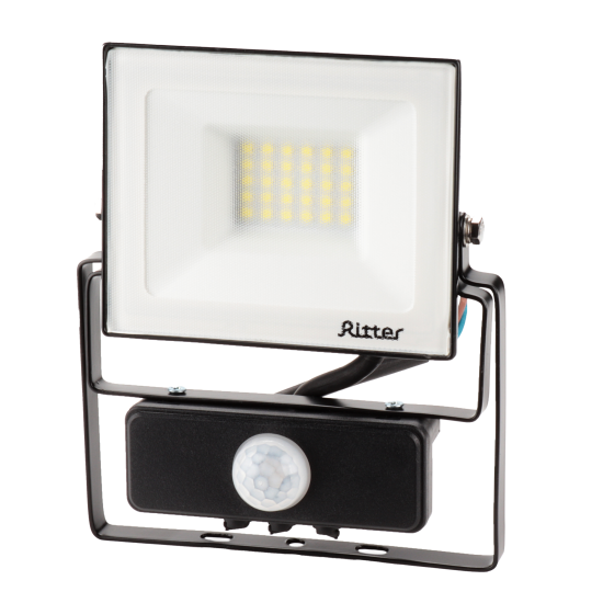 Прожектор светодиодный Ritter Profi 53421 5 30 Вт 3000 Лм 180-240В с датчиком движения холодный белый свет 6500К IP65 черный