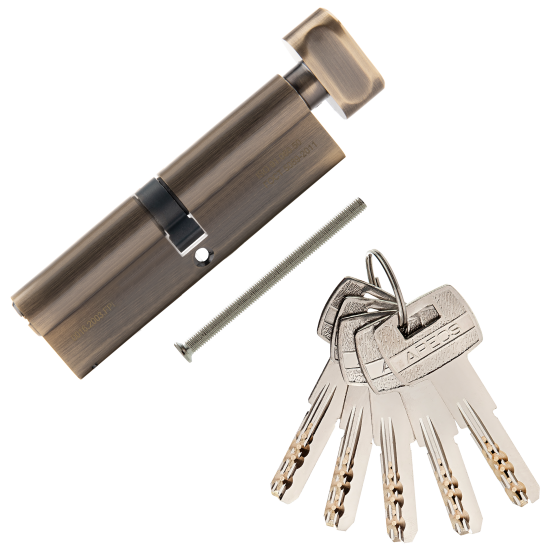 Цилиндровые механизмы Apecs Pro LM-100-C-AB 100 мм, ключ/вертушка, цвет бронза