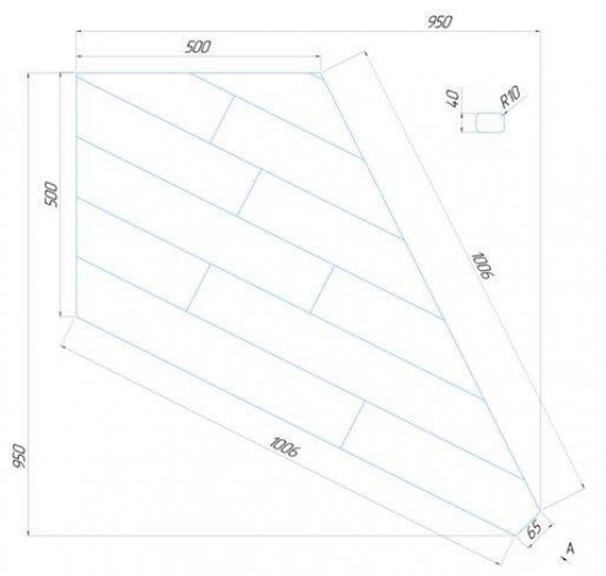 Ступень угловая сращенная лиственница сорт Экстра 40x500x1006 мм