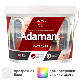Краска фасадная Parade ice Adamant матовая прозрачная база C 9 л