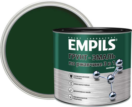Грунт-эмаль по ржавчине 3в1 Empils PL гладкая цвет зеленый 2.7 кг
