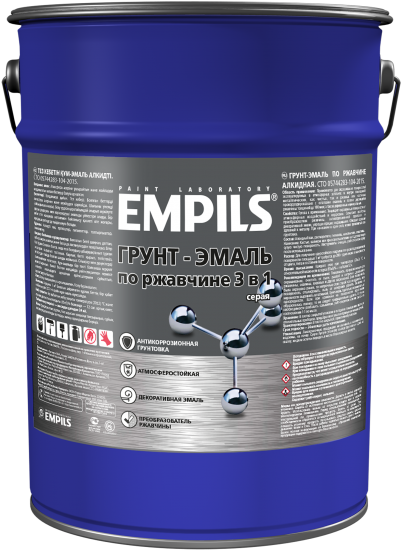 Грунт-эмаль по ржавчине 3в1 Empils PL гладкая цвет серый 5 кг
