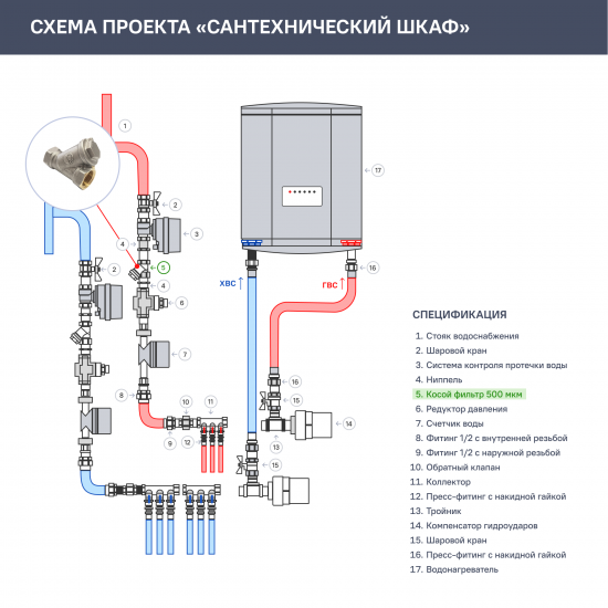 Фильтр косой Valfex VF.192.LN0.012.BIR 1/2