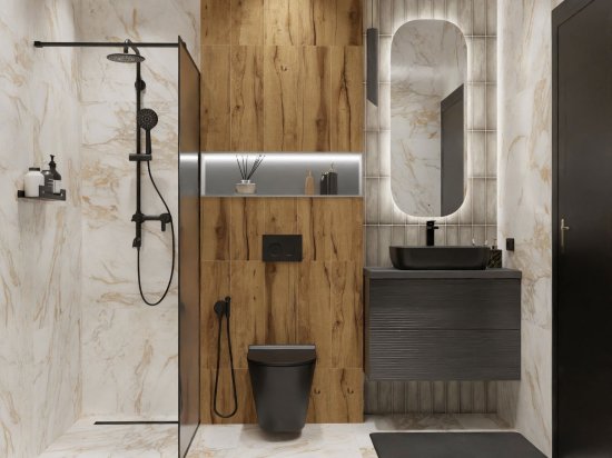 Душевая перегородка Март Walk In 100 см черный матовый