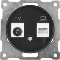 Розетка двойная антенна/компьютер TV/RJ45 кат.5e встраиваемая Onekeyelectro 1E20811303 цвет черный