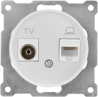 Розетка двойная антенна/компьютер TV/RJ45 кат.5e встраиваемая Onekeyelectro 1E20811300 цвет белый