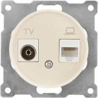 Розетка двойная антенна/компьютер TV/RJ45 кат.5e встраиваемая Onekeyelectro 1E20811301 цвет бежевый
