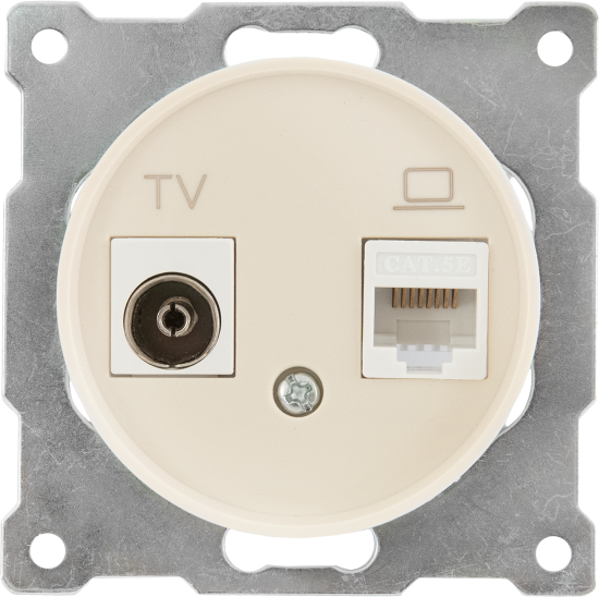 Розетка двойная антенна/компьютер TV/RJ45 кат.5e встраиваемая Onekeyelectro 1E20811301 цвет бежевый