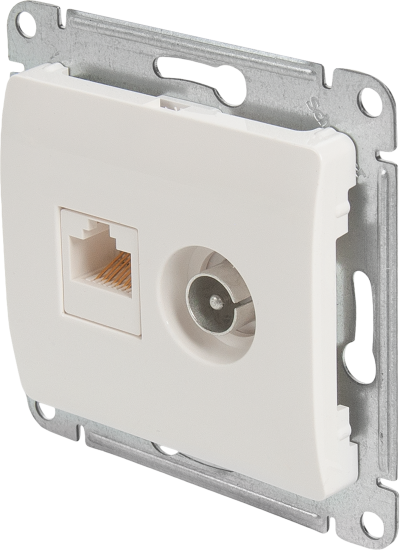 Розетка компьютерная встраиваемая Systeme Electric Glossa RJ45 цвет молочный