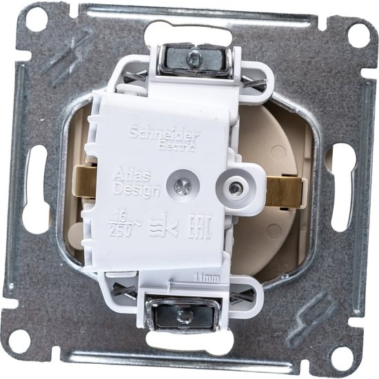 Розетка Systeme Electric Шампань с заземлением, со шторками, с крышкой, 16А