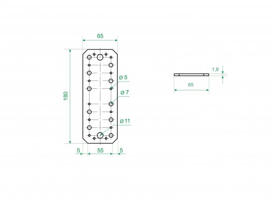 Пластина крепежная КР 180x65x1.8 оцинкованная сталь цвет серебро