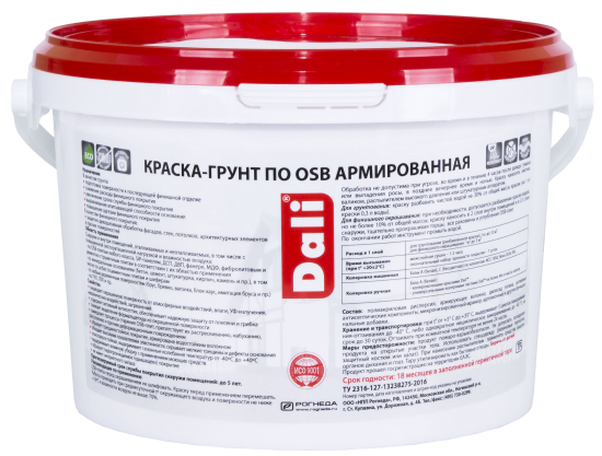 Краска-грунт армированная по OSB Dali матовая прозрачная База С 3 кг