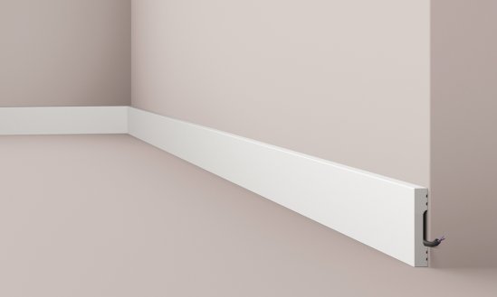 Плинтус напольный квадратный полистирол ударопрочный 8 см x 2 м цвет белый