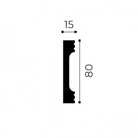 Плинтус напольный квадратный полистирол ударопрочный 8 см x 2 м цвет белый