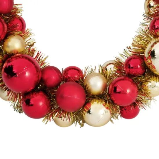 Рождественский венок с шарами ø30 см красно-золотой