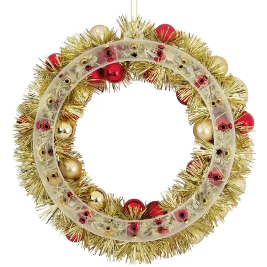 Рождественский венок с шарами ø30 см красно-золотой