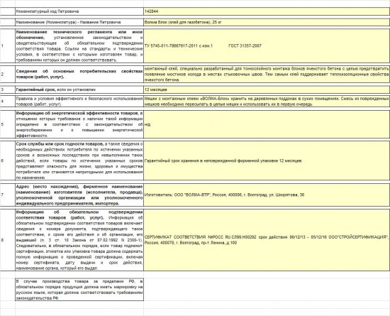 Клей для газобетона Волма Блок 25 кг
