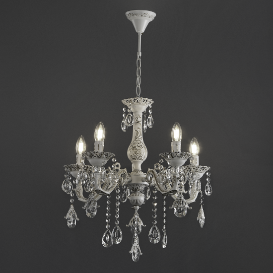 Люстра подвесная Семь огней Эветта 5 ламп 9 м² цвет белый