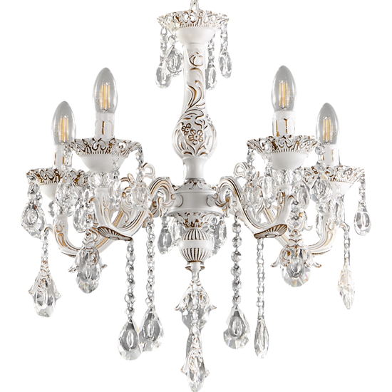 Люстра подвесная Семь огней Эветта 5 ламп 9 м² цвет белый