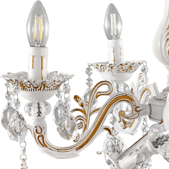 Люстра подвесная Семь огней Эветта 5 ламп 9 м² цвет белый