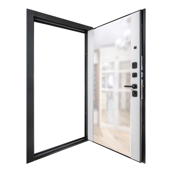 Дверь входная металлическая Порта Р-3 98x205 см правая белая с зеркалом