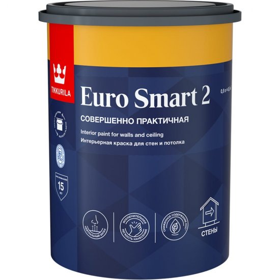 Интерьерная краска для стен и потолка Tikkurila EURO SMART 2