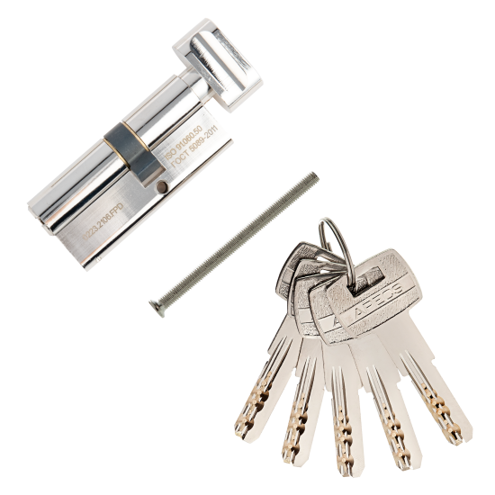 Цилиндр Apecs Pro 40x30 мм ключ/вертушка цвет никель