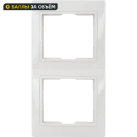 Рамка для розеток и выключателей вертикальная Таймыр 2 поста цвет белый