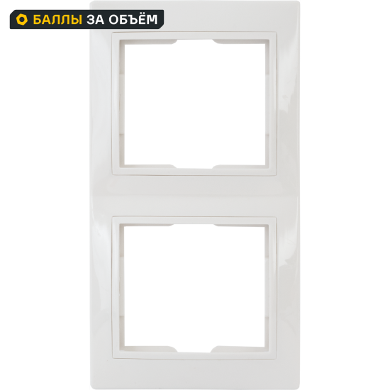 Рамка для розеток и выключателей вертикальная Таймыр 2 поста цвет белый