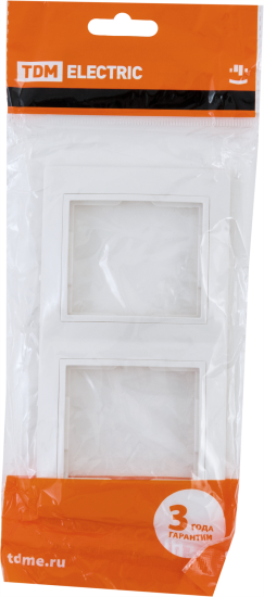 Рамка для розеток и выключателей вертикальная Таймыр 2 поста цвет белый
