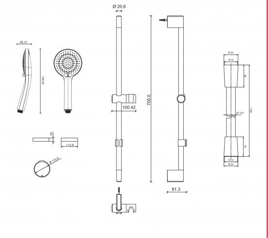 Душевой комплект Jacob Delafon Elite 3 режима цвет хром