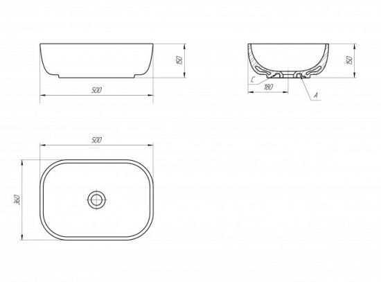 Раковина Cersanit Moduo 50 Square накладная 50 см