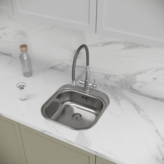 Мойка для кухни врезная Ukinox 46.5x48.8 см глубина чаши 16.5 см нержавеющая сталь цвет серый