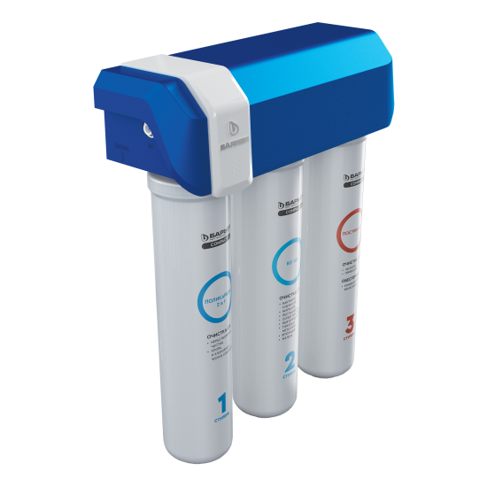 Система обратного осмоса Барьер Compact OSMO 100 быстросъемный 3 ступени бак 12 л кран в комплекте