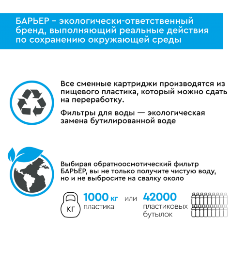 Система обратного осмоса Барьер Профи OSMO 600 4 ступени без бака кран в комплекте