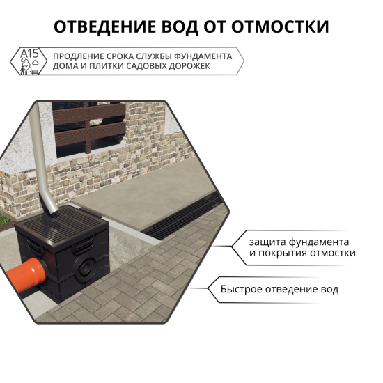 Канал с решеткой 1000x115x96 мм пластик цвет черный