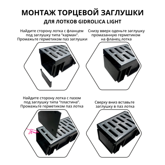 Канал с решеткой 1000x115x96 мм пластик цвет черный