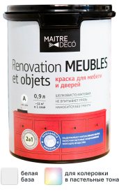 Краска для мебели Maitre Deco Renovation матовая цвет белый 0.9 л