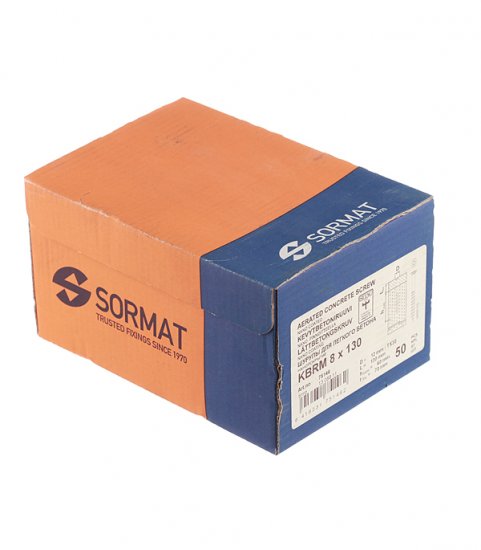 Анкер-шуруп Sormat KBRM для газобетона потайная головка 8x130 мм (50 шт.)