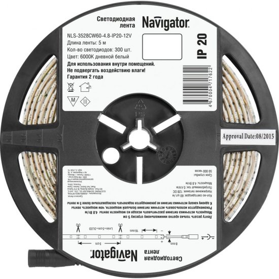 Светодиодная лента Navigator 71 762 NLS-3528CW60-4.8-IP20-12V R5