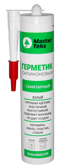 Герметик силиконовый MasterTeks санитарный уксусный белый 260 мл