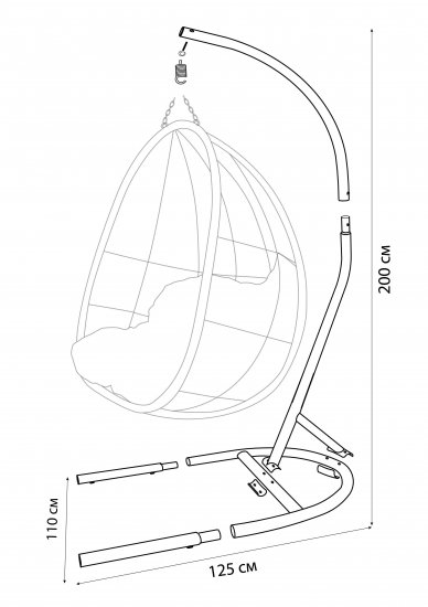 Кресло подвесное Greengard Комо до 120 кг серый с опорой