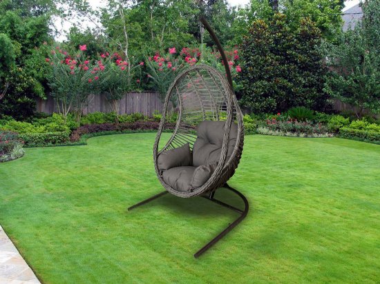 Кресло подвесное Greengard Комо до 120 кг серый с опорой