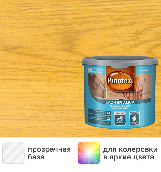 Лак для стен на водной основе Pinotex Lacker Aqua 10 цвет прозрачный матовый 2.7 л