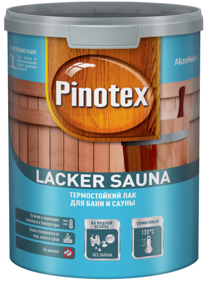 Лак для саун на водной основе Pinotex Lacker Sauna 20 цвет прозрачный полуматовый 1 л