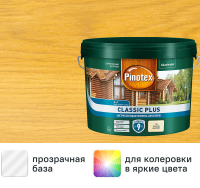 Пропитка для дерева Pinotex Classic Plus полуматовая прозрачный 9 л
