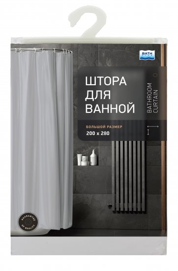 Штора для ванной Bath Plus Super Big 280x200 см полиэстер цвет светло-серый