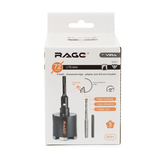 Коронка алмазная по бетону SDS-plus Rage 72 мм